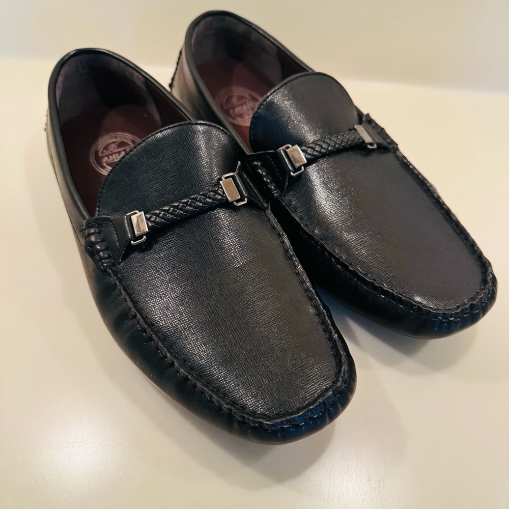 Amali Mens Black Driving Moccasin Loafer Shoes Size 10